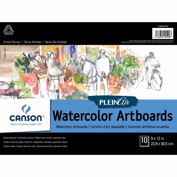 Canson Plein Air Watercolor Artboard - White 9 x 12 in 2 Ply (1.5mm)