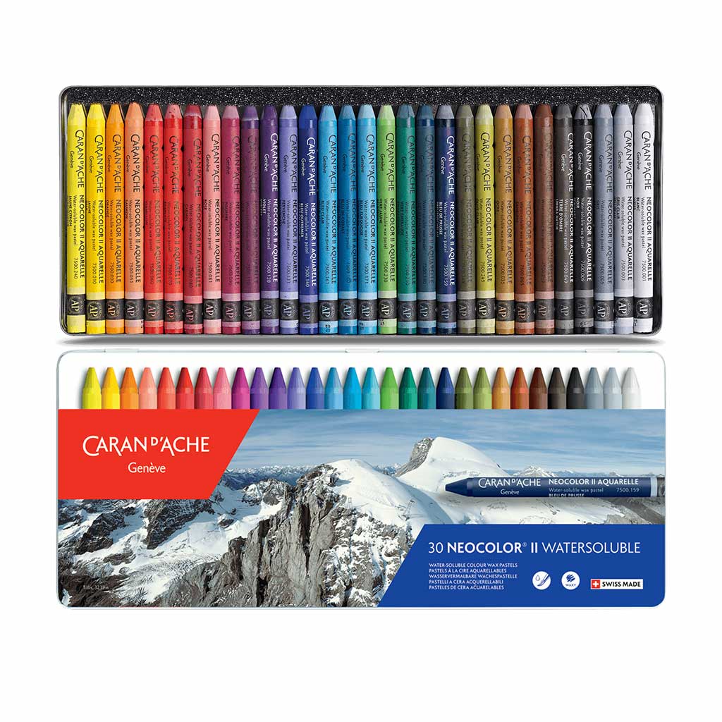 Caran d'Ache NEOCOLOR II Tin of 15 - Water-soluble Artists' Crayons  New-Open Box 