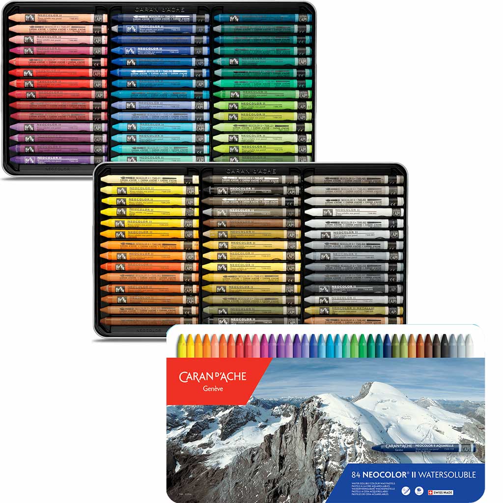 Caran d'Ache Classic Neocolor II Water-Soluble Pastels, 84 Colors  (Packaging may vary)