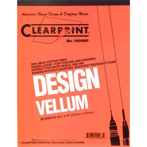 Clearprint Design Vellum 1000H Pad 50 Sheets 8.5" x 11"