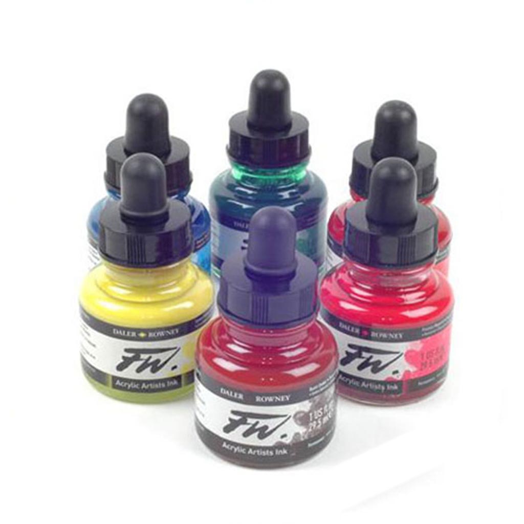 Daler-Rowney FW Acrylic Ink Bottle 6-Color Shimmering Set- Acrylic