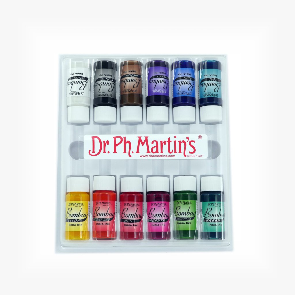 Dr. Ph. Martins Bombay India Ink Set 1 12 x 15 ml (0.5 OZ) – Jerrys Artist  Outlet