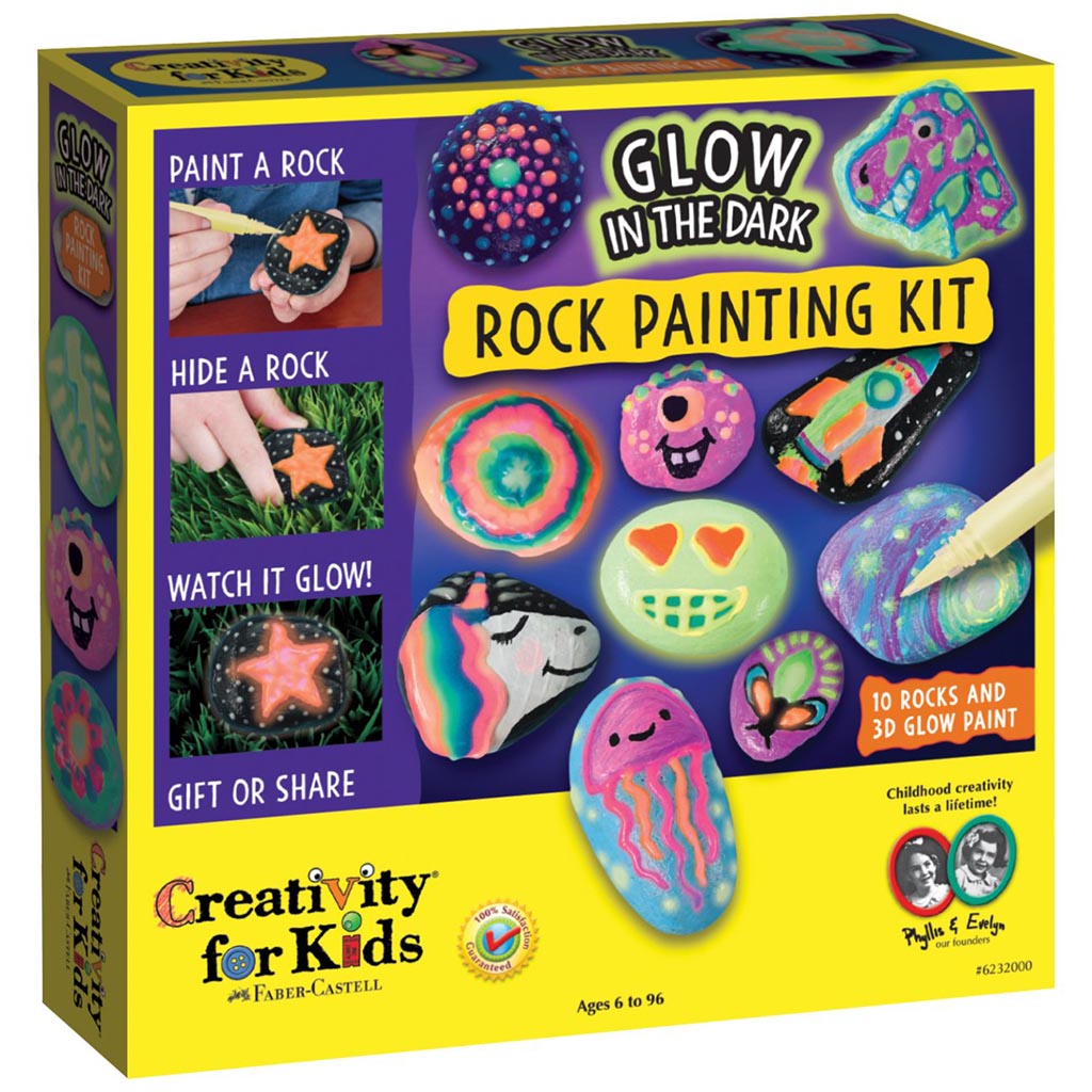 Rock Painting Kit for Kids 6-12, Glow in the Dark Paints, Creative Art –  WoodArtSupply