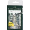 Faber Castell Pitt Artist Pen Sets - Soft Brush Grey Wallet Set of 8