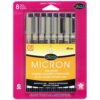 Sakura Pigma Micron Pen Sets - Black Set of 8