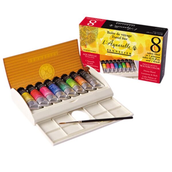 Sennelier Artists Watercolor Sets - Travel Clam Shell Box 8 x 10 ml