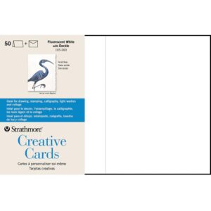 Strathmore Creative Greeting Cards - Fluorescent White/Deckle Pack of 50 5 x 7 in
