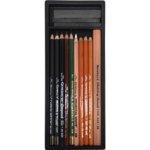 Dark Black Charcoal Pencils, Pack of 6 with (Charcoal Pencils with 2 W