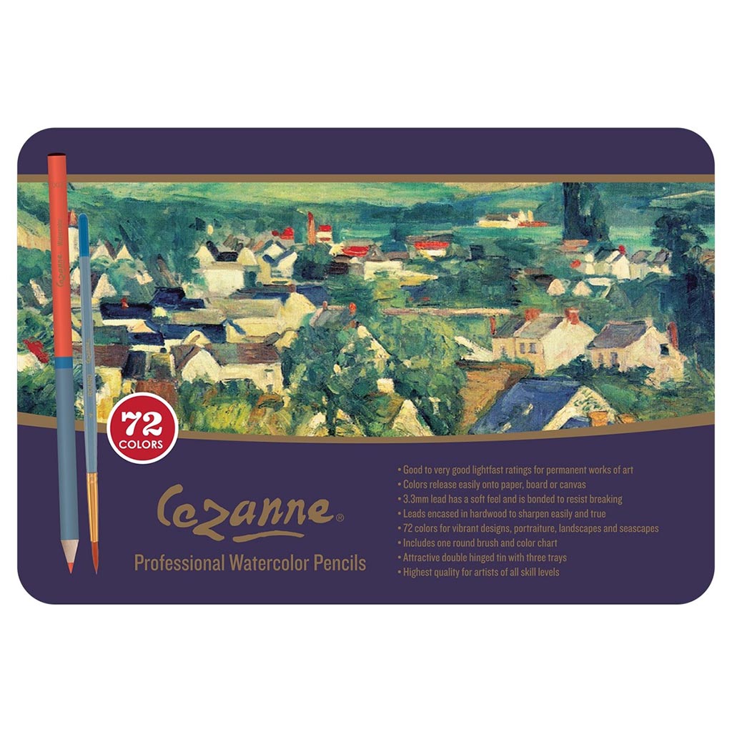Cezanne Premium Watercolor Pencil Set, 24 Colors & Brush